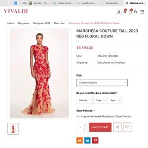 Marchesa Couture Red Floral Gown
MARCHESA COUTURE SIZE 10
RED FLORAL GOWN.